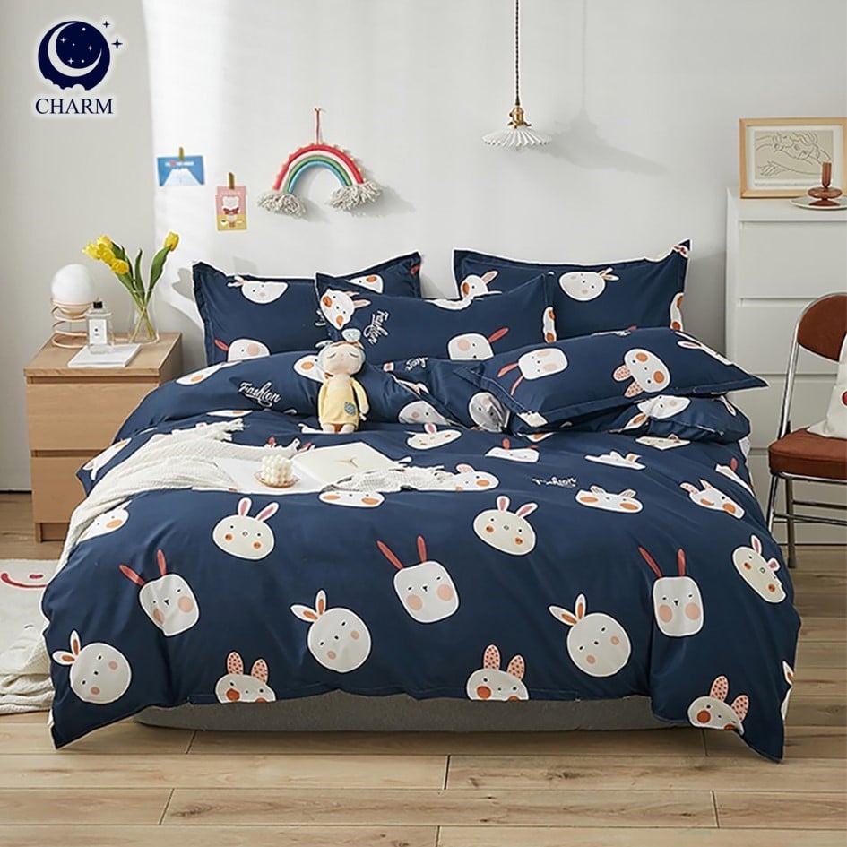 CHARM ชุดผ้าปูที่นอน + ผ้านวม 5 ฟุต 4 ชิ้น ลาย NAVY BUNNY คอลเลคชั่น DREAMY_0